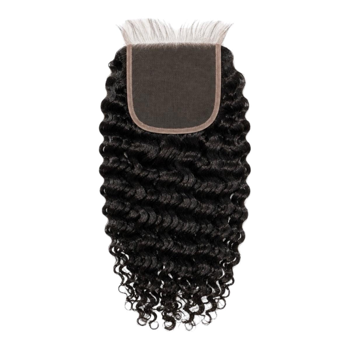 5x5 HD indian curly lace closure  shown against a plain white background.