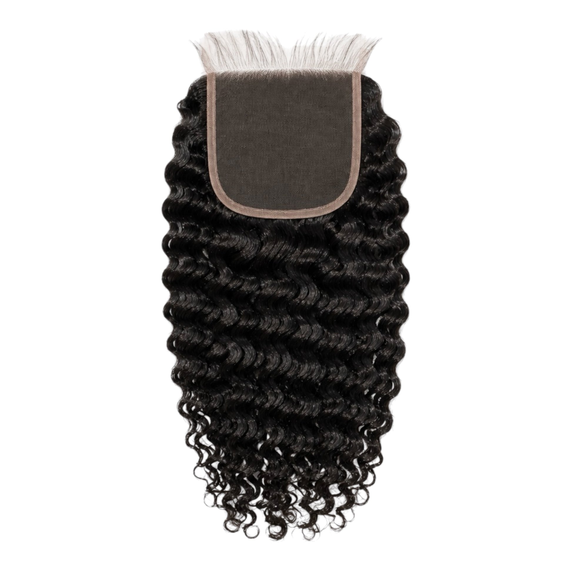 5x5 HD indian curly lace closure  shown against a plain white background.