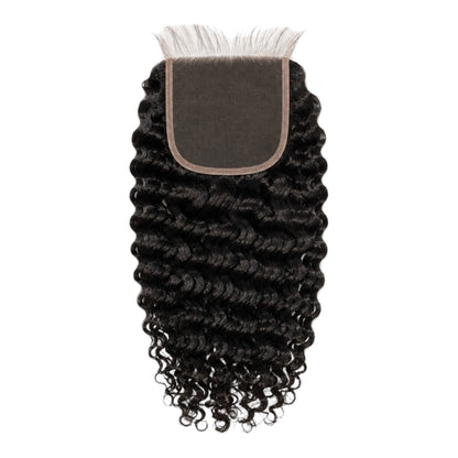5x5 HD indian curly lace closure  shown against a plain white background.